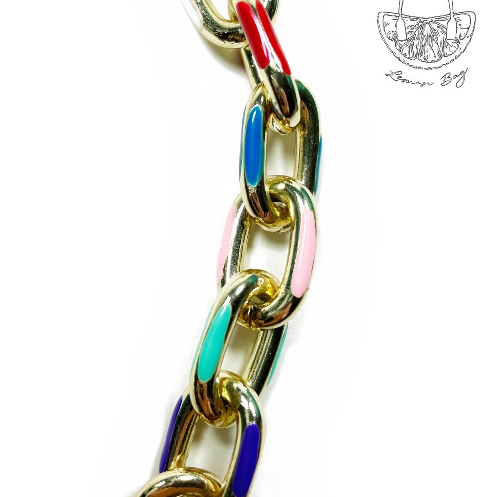 Multicolor Gold Chain Statement Necklace - Picture 3 of 3